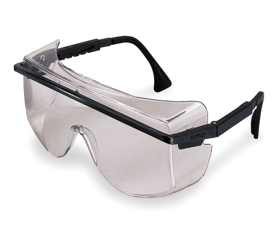 UVEX Astro OTG 3001 Safety Glasses, Black Frame, Gray Ultra-Dura Lens