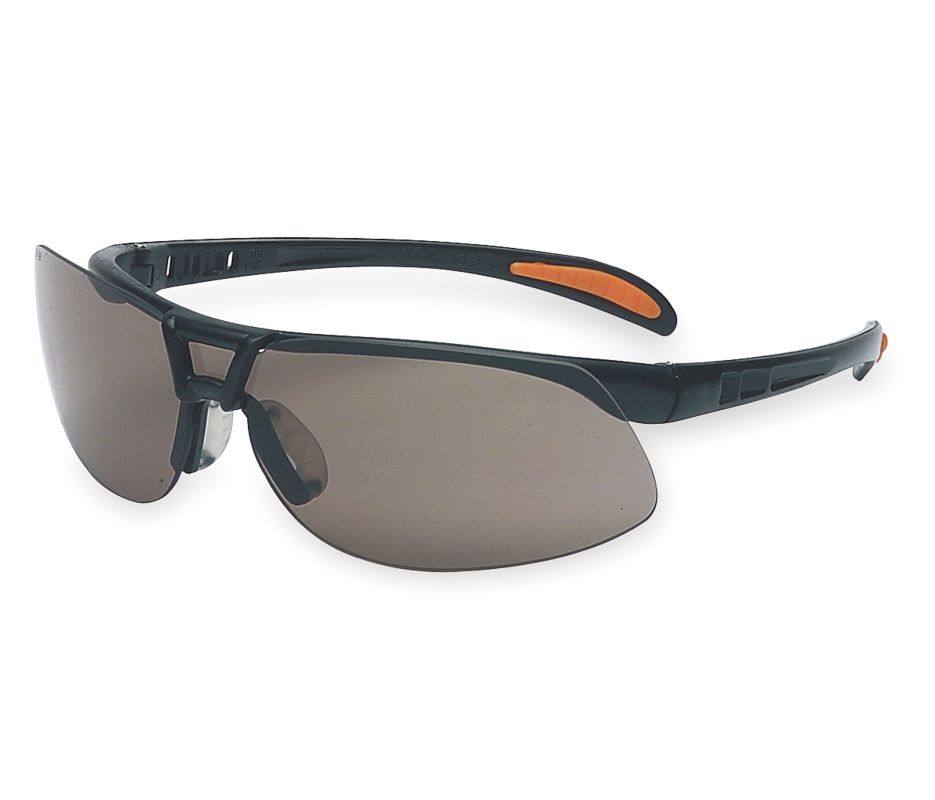 UVEX Protégé Safety Glasses, Black Frame, Gray Ultra-Dura Lens