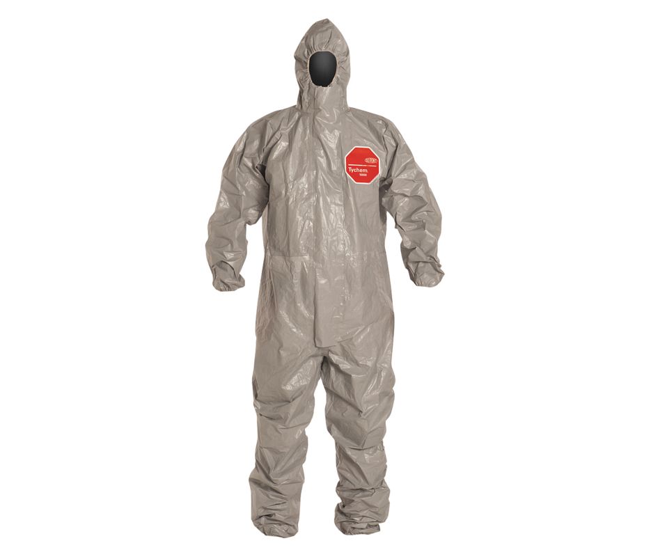 DuPont Tychem F Coveralls, Attached Hood, Elastic Wrists and Ankels