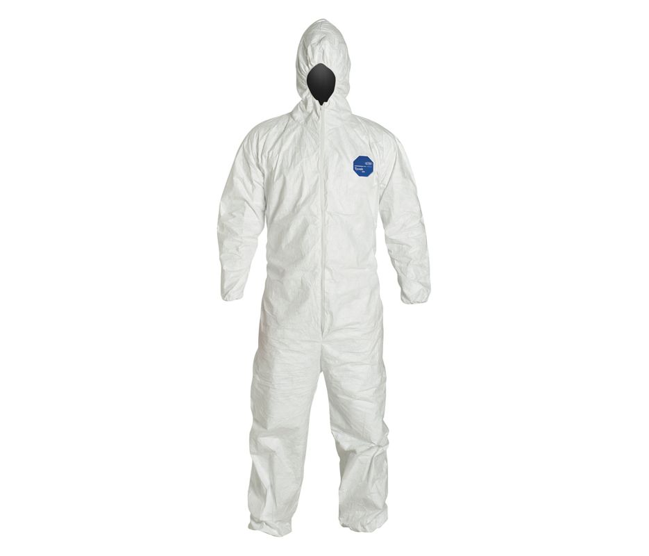 Tyvek TY Coveralls, Attached Hood, Elastic Wrists and Ankles