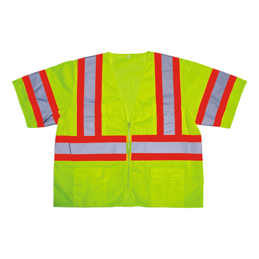 COR-BRITE™ Class III Mesh Vest, Two-Tone Reflective Tape, Lime