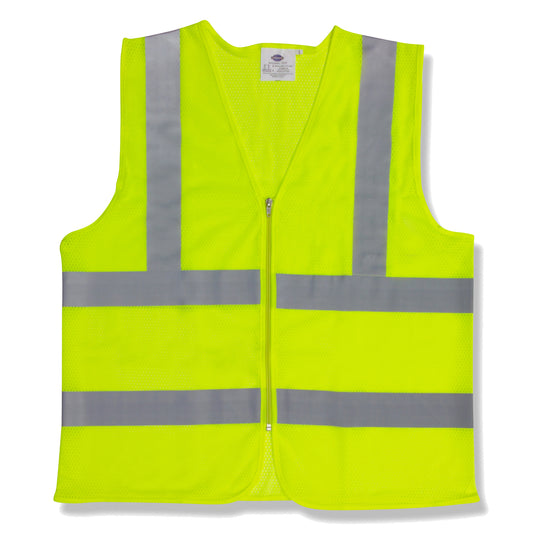 Cordova Class II Lime Mesh Vest, Zipper Closure, Two 2-Inch Reflective Stripes