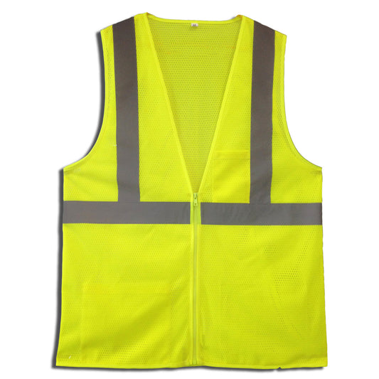 Cordova Class II Mesh Vest, Zipper Closure, 2-Inch Reflective Tape